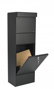 Preview: Allux Grundform Paketbriefkasten in schwarz, mit 4 wechselbaren Frontplatten